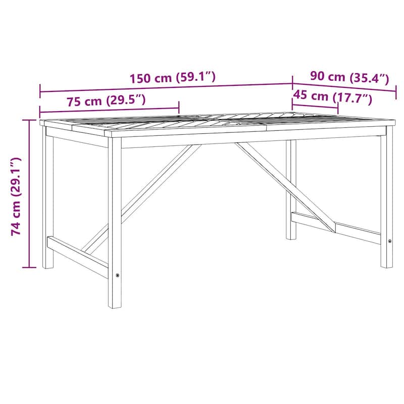 vidaXL 4 Piece Garden Dining Set Solid Wood Acacia - 23.2 x 24.6 x 35