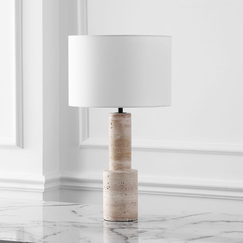 SAFAVIEH Couture Tywin Travertine Table Lamp - 15"W x 15"D x 27"H