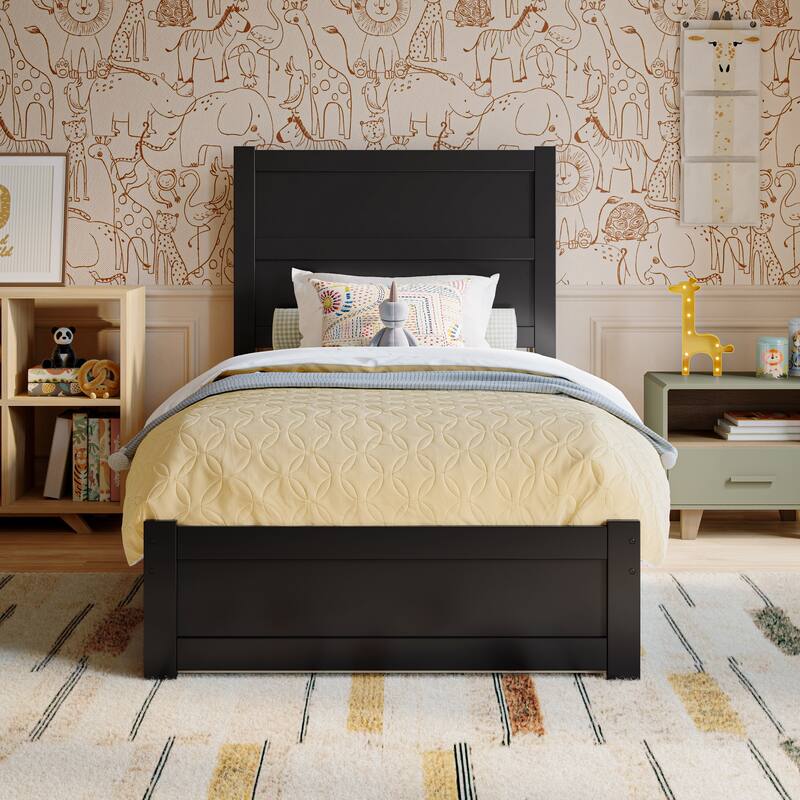 Aveline Wood Platform Bed with Matching Footboard & Trundle