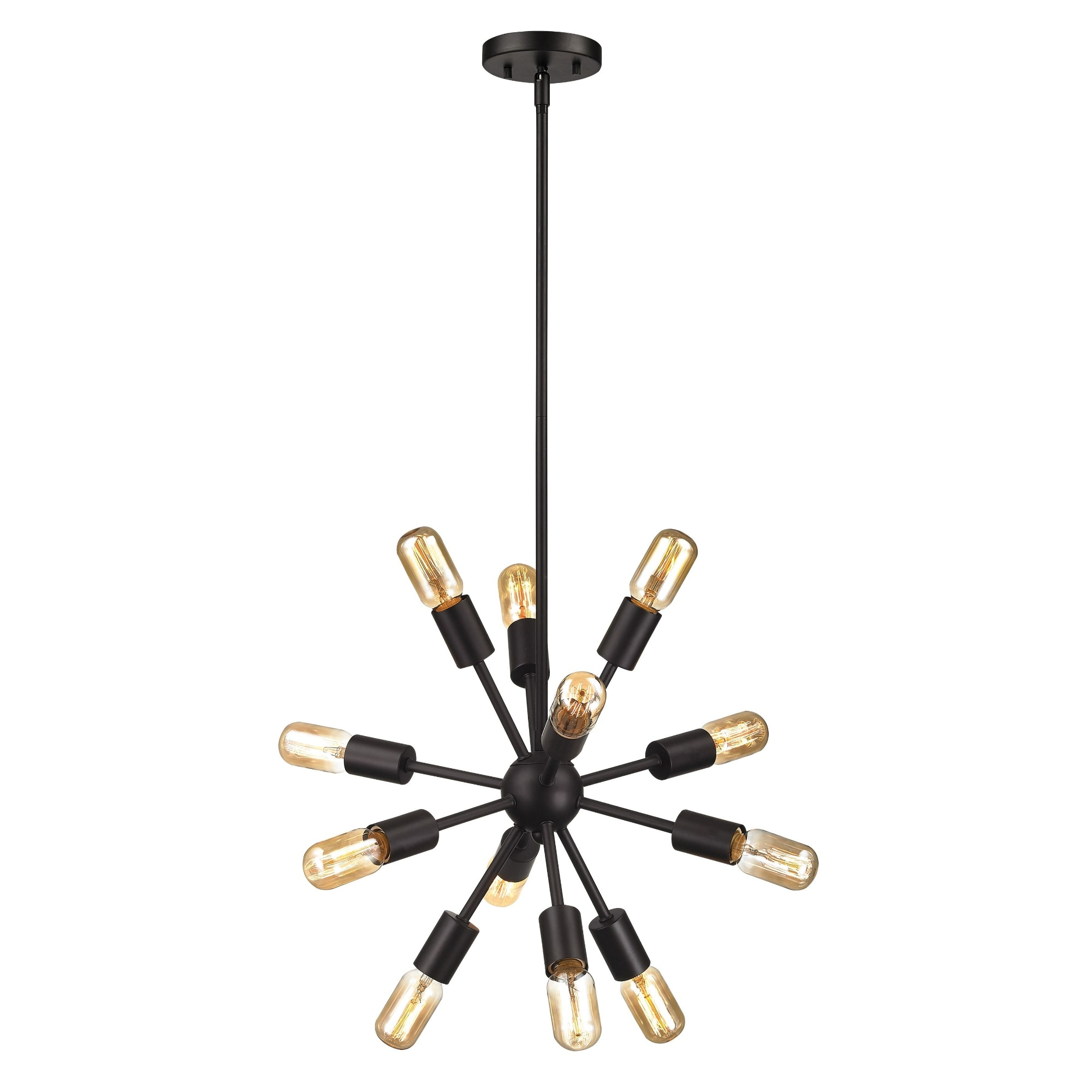 12-Light Starburst Ceiling Chandelier - 16" - Oil Rubbed Bronze