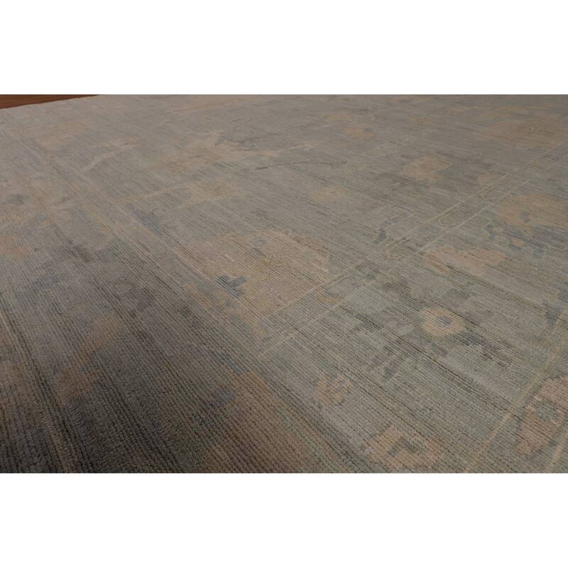 Floral Oushak Turkish Area Rug Hand-Knotted Wool Carpet - 9'2"x 11'8"