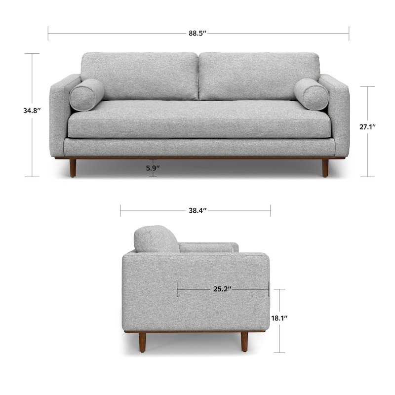 WYNDENHALL Brixley 89 inch Wide Mid-Century Modern Sofa - 88.8" W x 38.25" D x 34" H 