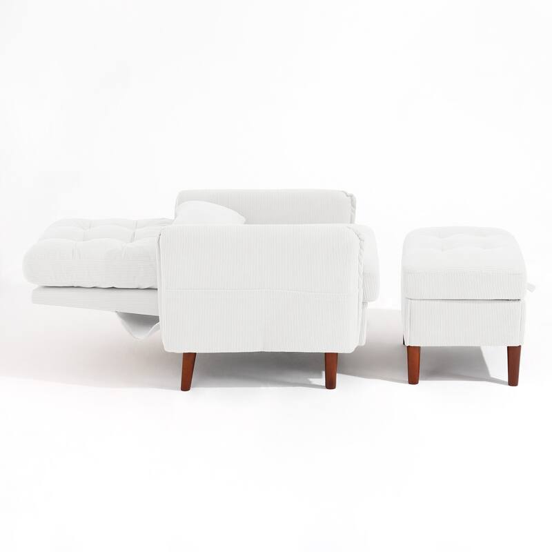 Adjustable Backrest Lounge Accent Chair Set with Storage Ottoman