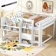preview thumbnail 1 of 20, Full Size Low Loft Bed with Built-in Desk, Storage Cabinets, Open Bookcase, and Whiteboard for Graffiti White