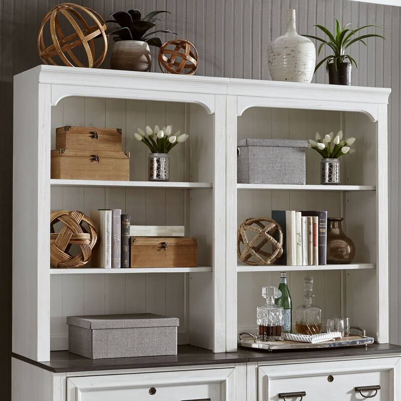 Allyson Park Wirebrushed White & Charcoal Bunching Lateral File Hutch