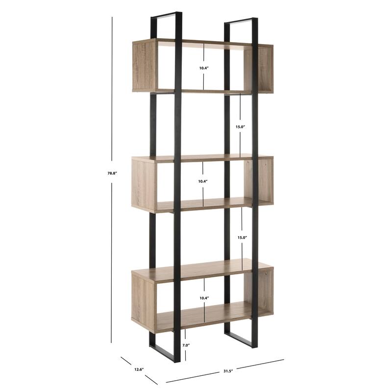 SAFAVIEH Erlen Light Brown/ Black Etagere - 31.5' x 12.6' x 78.8' - 32Wx13Dx79H