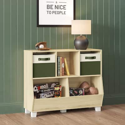 RiverRidge Home Kids Catch All Multi-Cubby 35in Toy Organizer Light Woodgrain