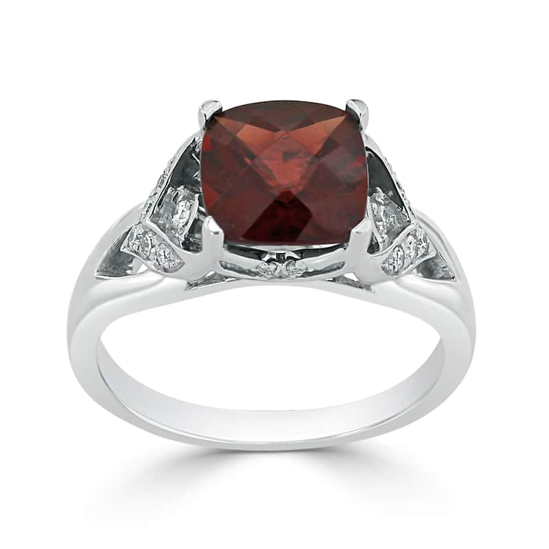 Auriya Modern 2 3/8ct Cushion-cut Garnet and Diamond Engagement Ring 1/6ctw 14k Gold