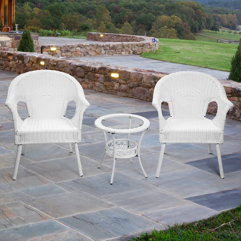 Cozywor 3-Piece Outdoor Wicker Patio Bistro Chair Set