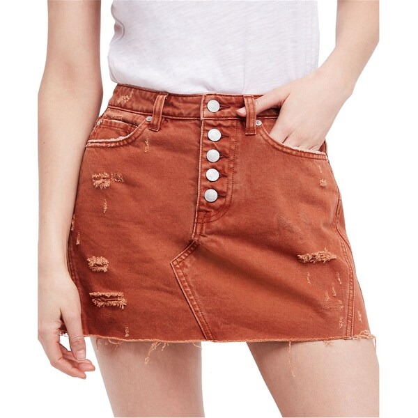 free people denim a line skirt