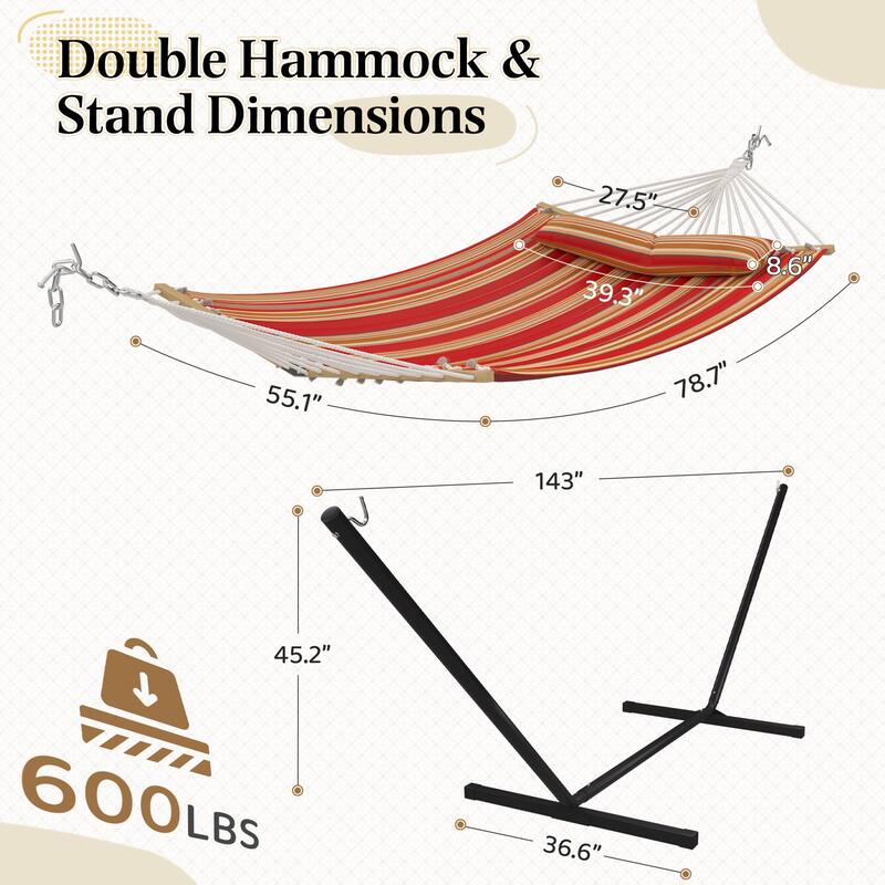 EROMMY Modern Portable Hammock, Hand-Woven Ropes, Anti-Tipping Design for Backyards, Beaches & Campsites