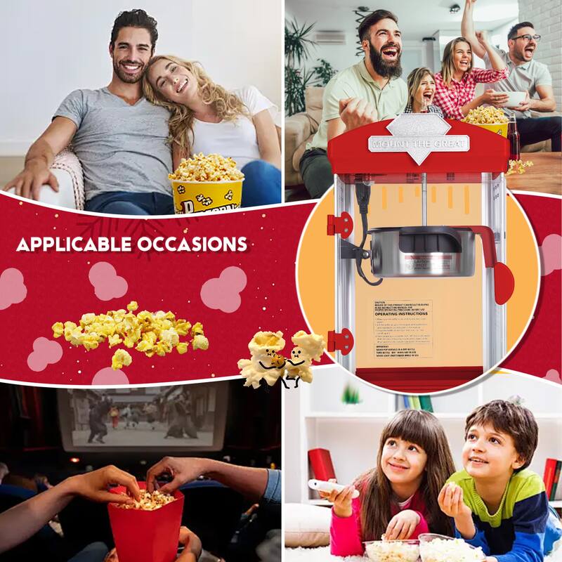Portable Popcorn MAKER Machine, 8 Ounce Kettle Popcorn Maker , Warming Deck, Countertop Popcorn Popper