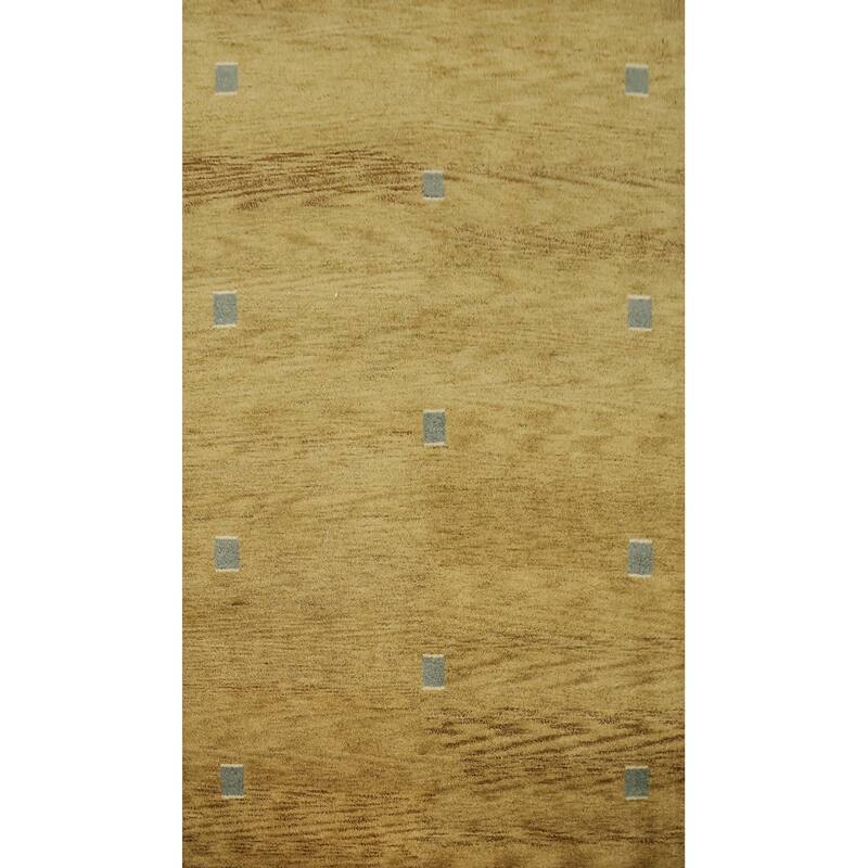 Hand Knotted Oriental 100% Wool Carpet Modern Geometric Green Gabbeh Area Rug - 8' 1'' X 5' 1''