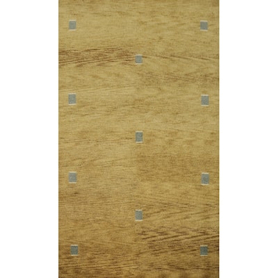 Hand Knotted Oriental 100% Wool Carpet Modern Geometric Green Gabbeh Area Rug - 8' 1'' X 5' 1''