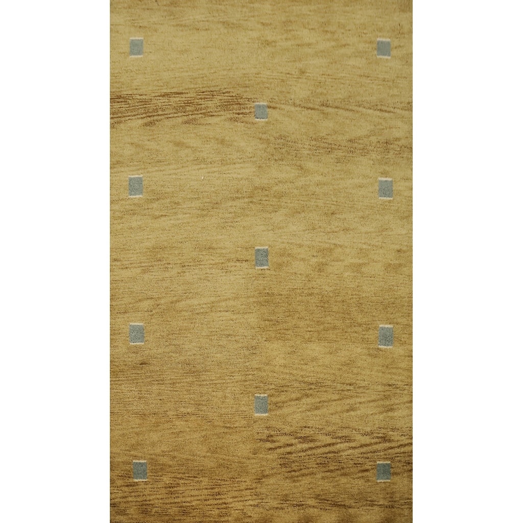 Hand Knotted Oriental 100% Wool Carpet Modern Geometric Green Gabbeh Area Rug - 8' 1'' X 5' 1''