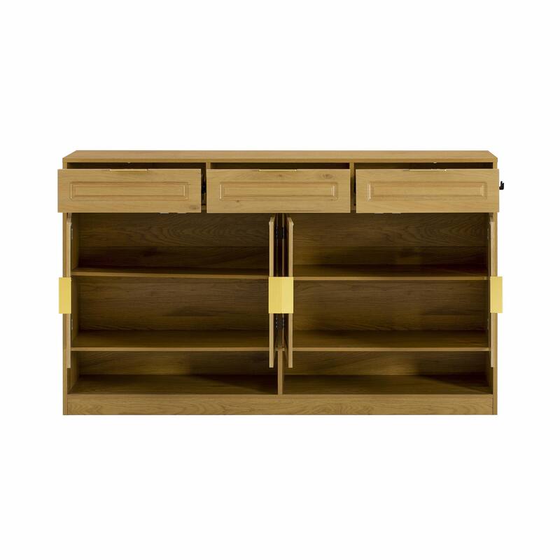 59.1" Multi-Functional Storage Buffet with Adjustable Shelf and Open Storage Compartments