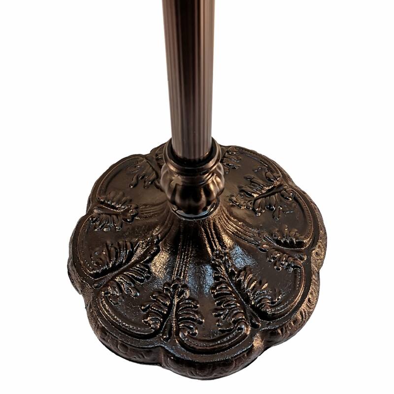 Green Glass Tiffany Floor Lamp with Brown Metal Base and Rotary Socket Switch - 14” x 14” x 70” (D x W x H)
