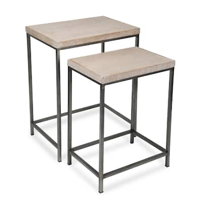 Set of 2 White and Black Rectangular Nesting Tables 24.25"