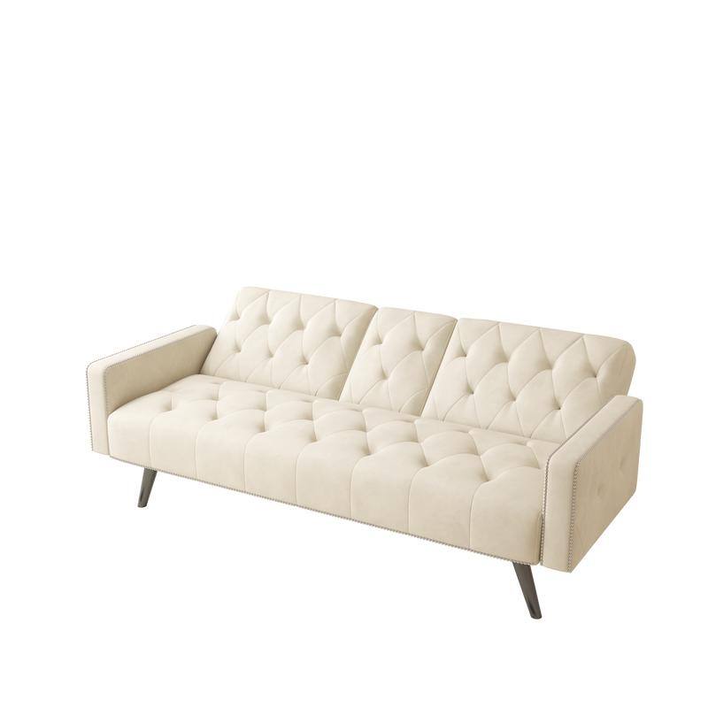 72 inch Velvet Sofa Bed With Two Cup Holders