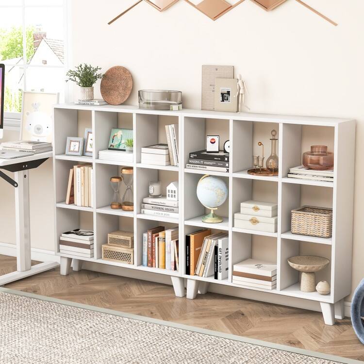 9-Cube Bookcase with 6 Removable Shelves and Raised Support Feet - 35" x 8" x 39.5" (L x W x H)