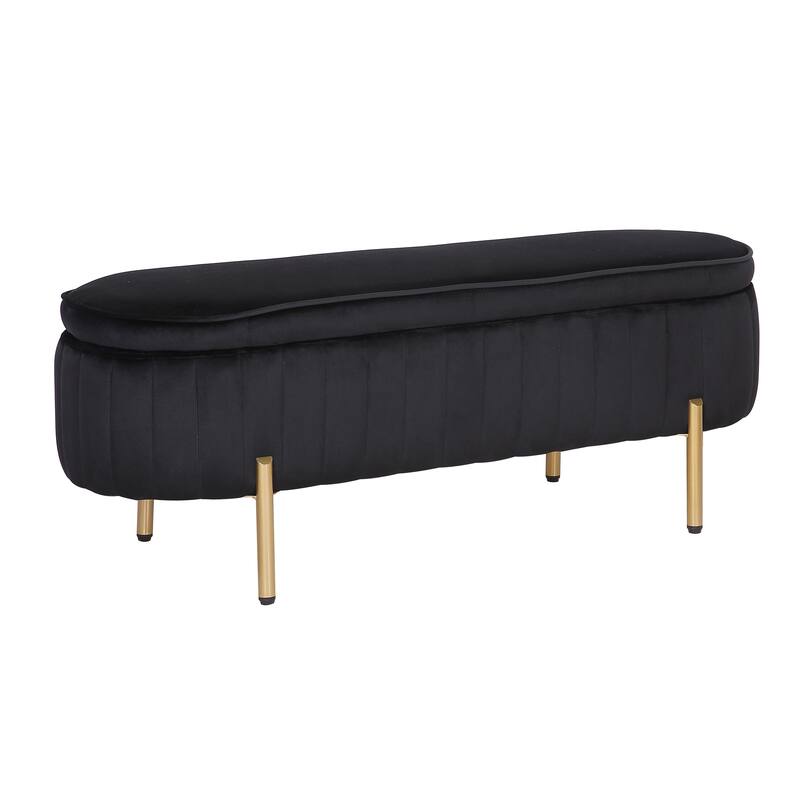 Porthos Home Vrai Storage Ottoman Bench, Velvet and Gold Legs
