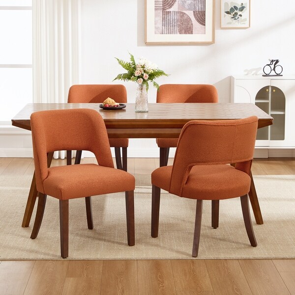HOMYKA Solid Hardwood Fabric Dining Chair, Mid-Century Modern - On