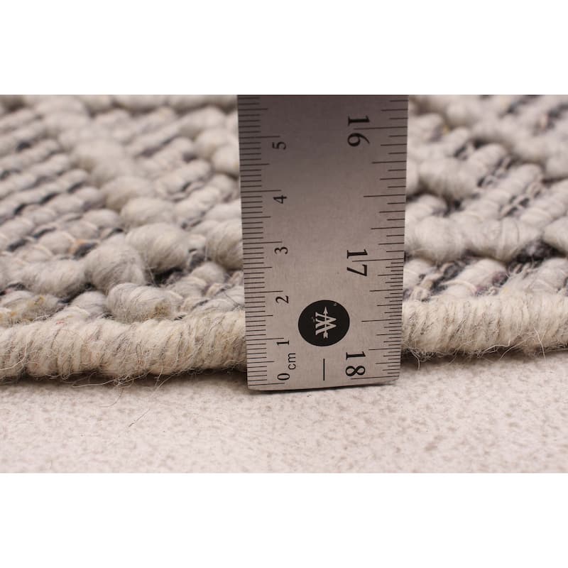 ECARPETGALLERY Braid weave Sienna Ivory Wool Rug - 4'10 x 4'10