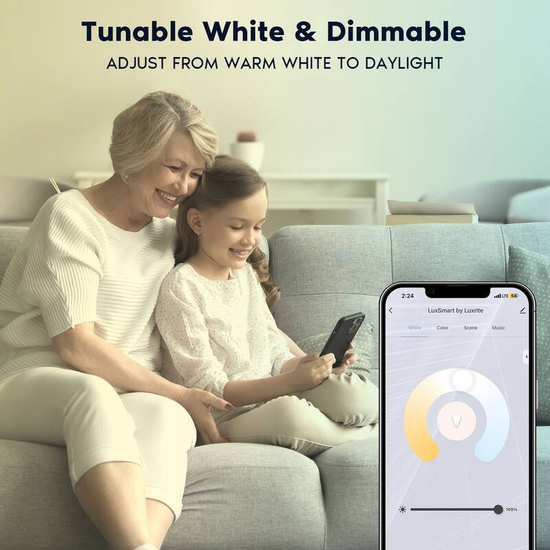 Luxrite 6 inch Square Smart LED Recessed Lighting, RGBW Color Changing, WiFi and Voice Control, Alexa and Google 6-Pack