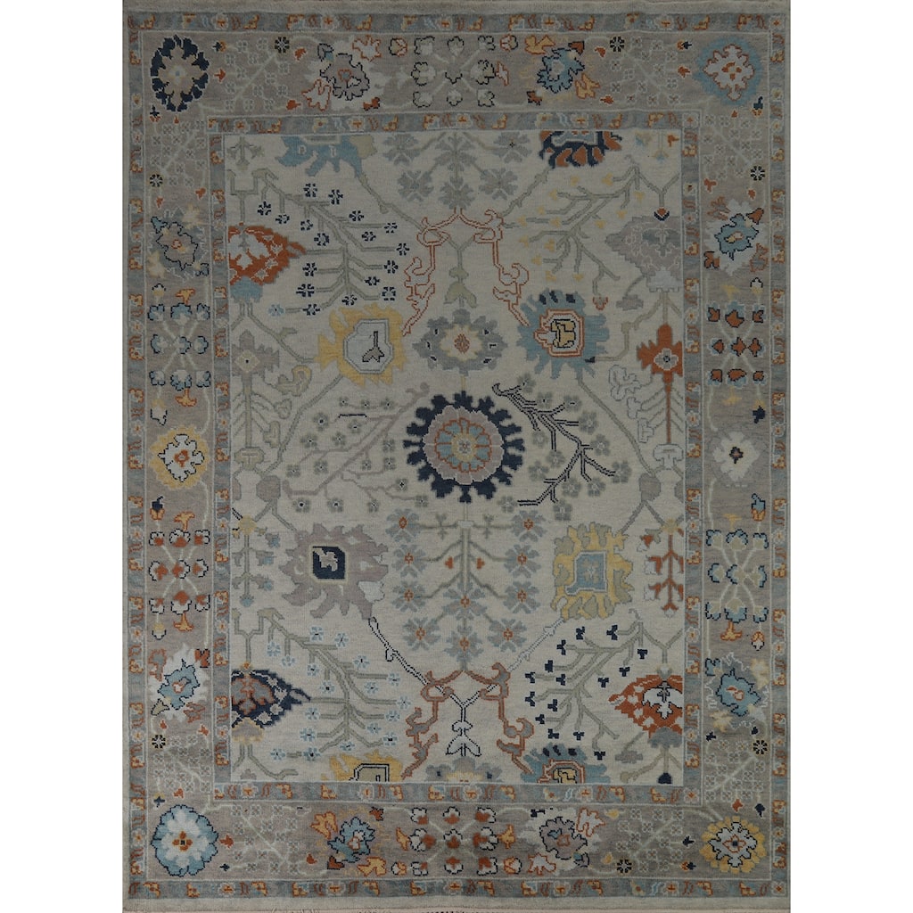 Hand Knotted Oriental 100% Wool Carpet Transitional All-Over Greys & Charcoal Oushak Area Rug - 10' 2'' X 7' 11''