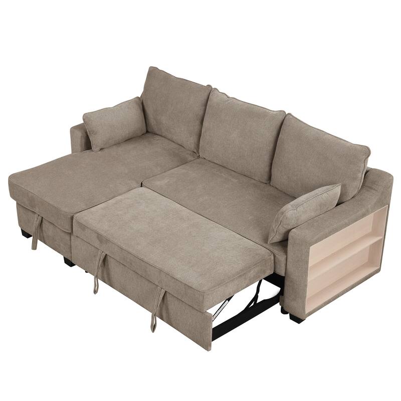 MERAX L-Shaped Couch Convertible Sofa Bed with Storage Chaise