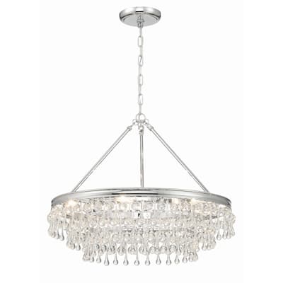 Calypso 6 Light Polished Chrome Chandelier - 25"W x 19.75"H x 25"D