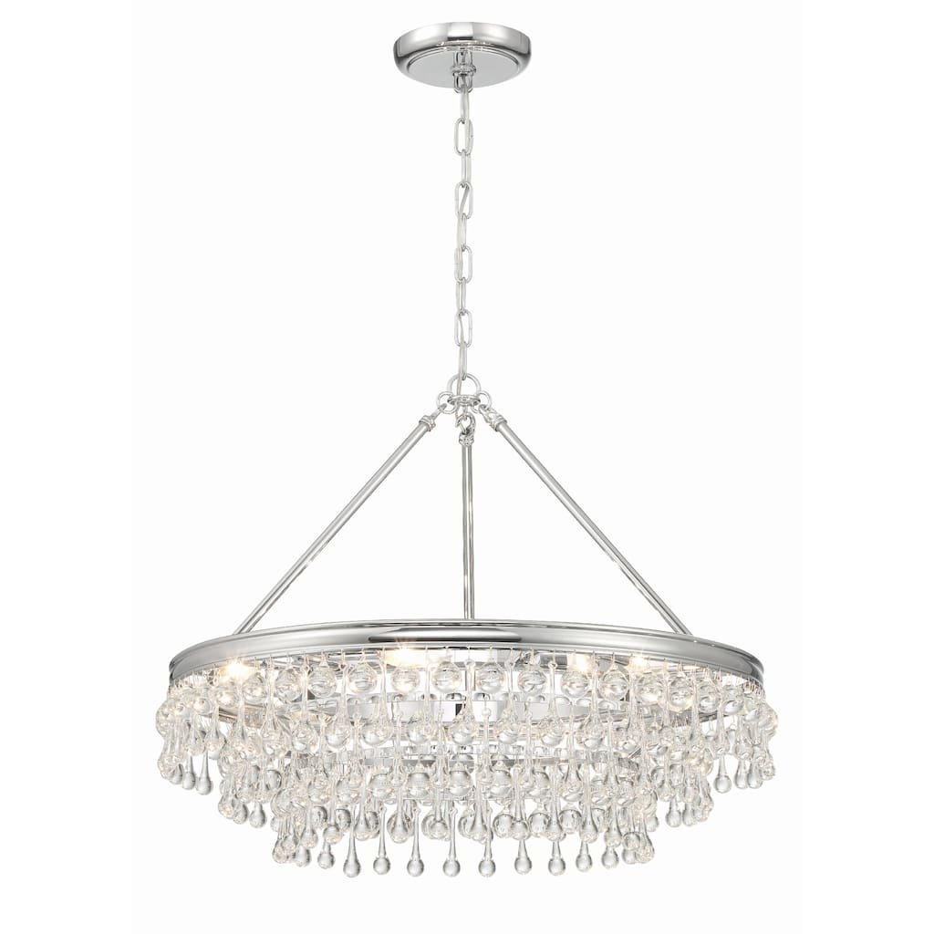 Calypso 6 Light Polished Chrome Chandelier - 25"W x 19.75"H x 25"D