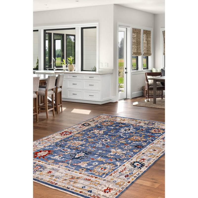 ECARPETGALLERY Hand-knotted Modern Oushak Dark Blue Wool Rug - 8'3 x 10'2