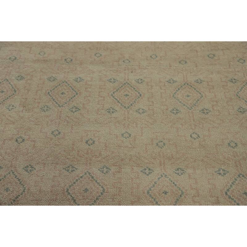 Hand-knotted Modern Wool Beige Geometric Area Rug Oriental Carpet - 7' 10'' X 5' 5''