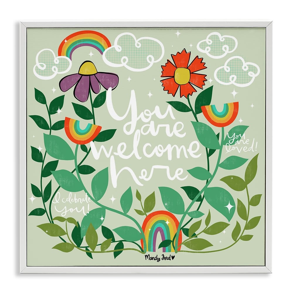 Stupell Comforting Welcome Here Phrases Framed Giclee Art Design By Mandy Ford Art + Illustration
