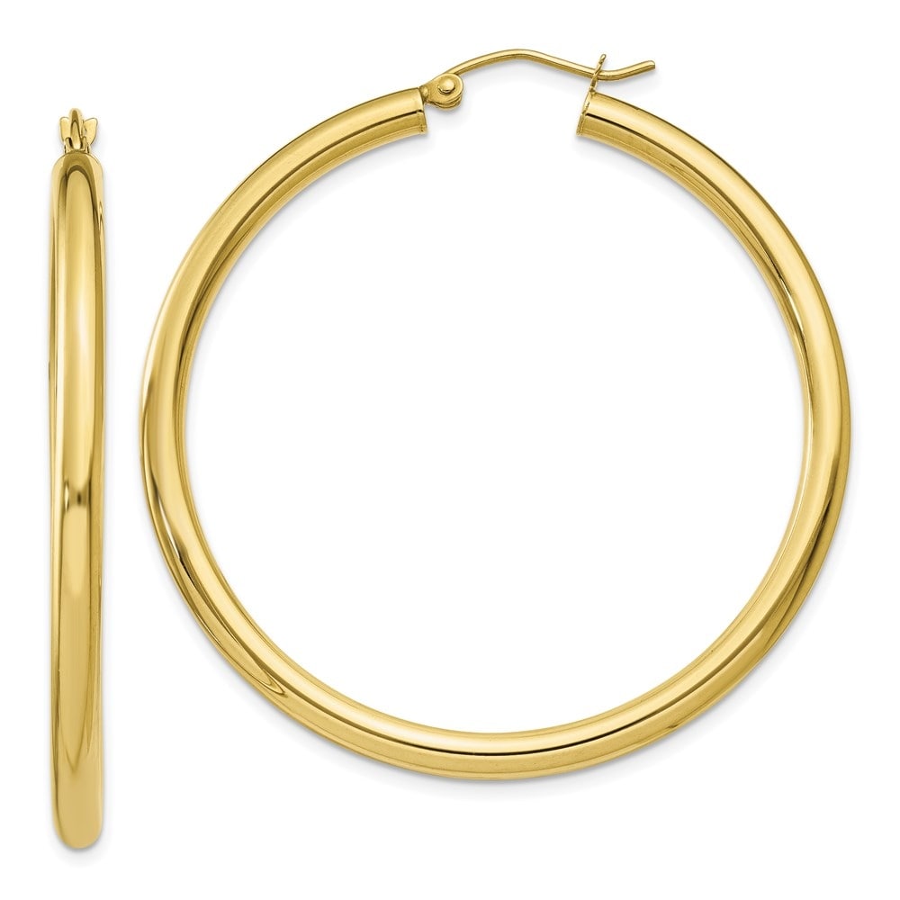 10k Yellow Gold Round Hoop Earrings (L-40 mm, W-45.4 mm)