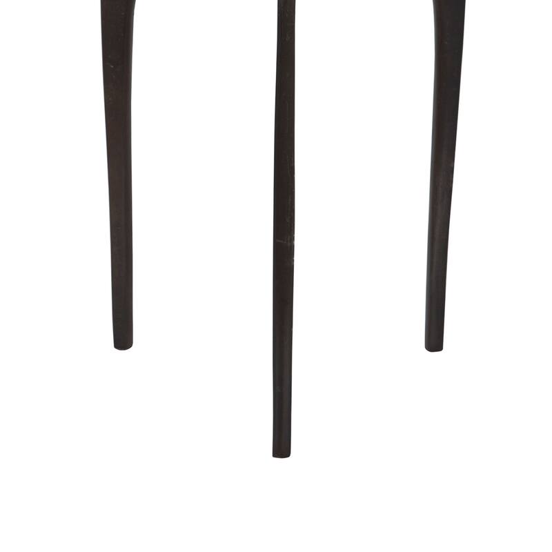 22 Inch Metal Round Accent Table, Three Curved Legs, Antique Brown