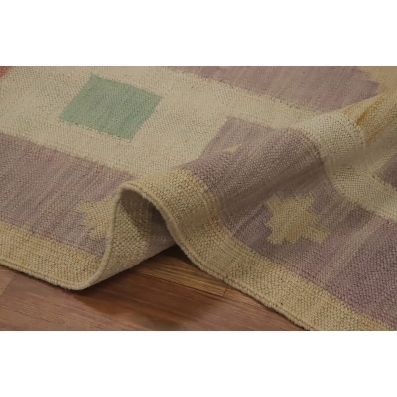 Hand Woven Oriental 100% Wool Carpet Southwestern Tribal Purples Kilim Area Rug - 10' 0'' X 8' 2''