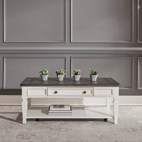Allyson Park Wirebrushed White Charcoal Rectangular Cocktail Table
