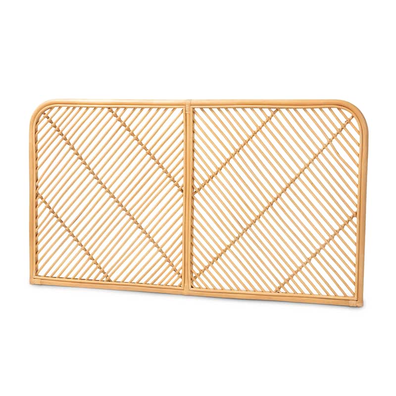 Sakina Modern Bohemian Natural Rattan Wall-mountable Headboard-Queen - Natural Brown