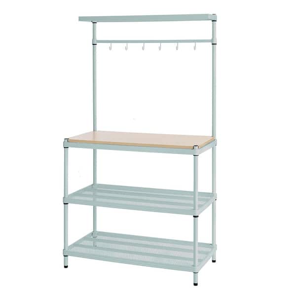 slide 2 of 8, Design Ideas MeshWorks Metal Storage Utility Wood Top Shelving Unit Rack, Green - 35