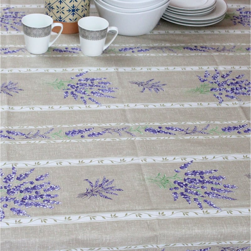 Wipeable Spill Resistant Provencal Cotton Cannes Collection Tablecloth