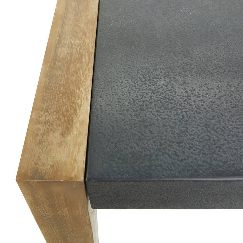 Dark Gray Wood Outdoor Table with Wood Legs