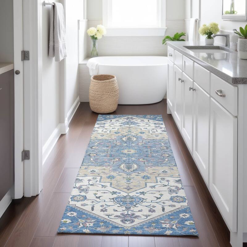Machine Washable Indoor/ Outdoor Traditional Kolkata Chantille Rug