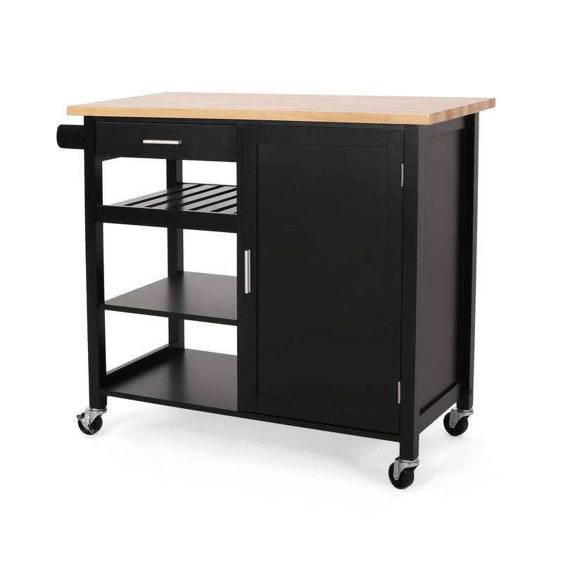 Westcliffe Contemporary Kitchen Cart with Wheels by Christopher Knight Home - 41.75" W x 18.90" D x 35.25" H - Natural + Black