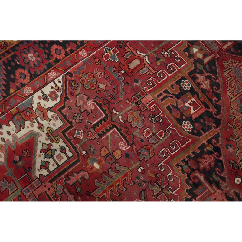 Hand Knotted Oriental 100% Wool Carpet Traditional Medallion Red Heriz Area Rug - 11' 9'' X 8' 7''