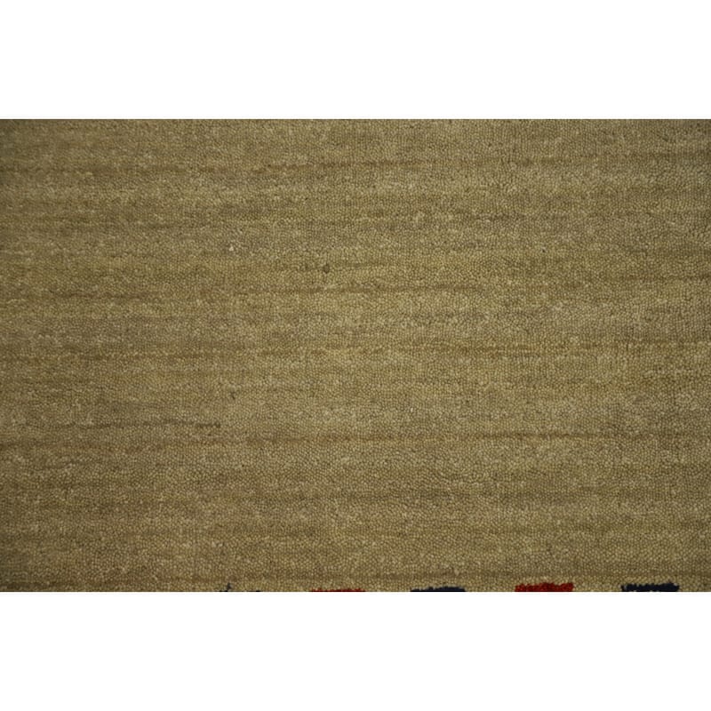 Hand Knotted Oriental 100% Wool Carpet Tribal Animal Pictorial Beige & Ivories Gabbeh Area Rug - 7' 11'' X 7' 9''