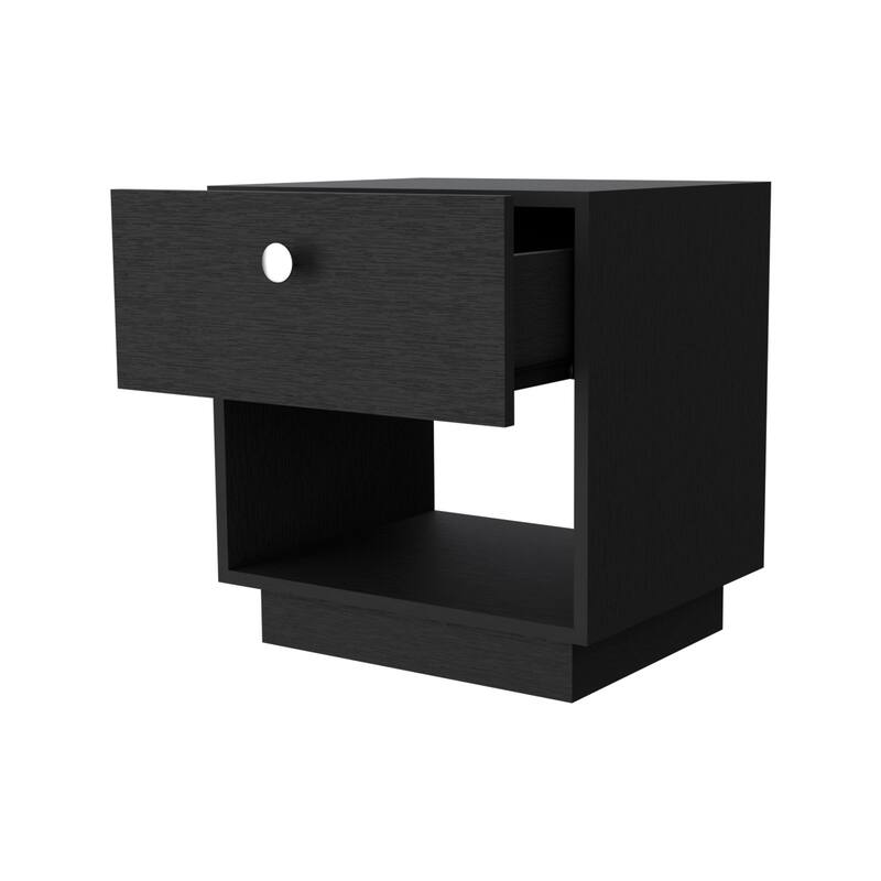 Stylish 1-Drawer Nightstand with Large Storage Shelf and Smooth Glide Mechanism
