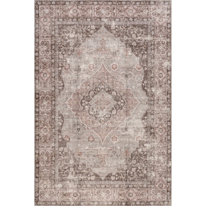 Nuloom Analeia SplashGuard Machine Washable Area Rug - 8' x 10' - Taupe - Rectangle