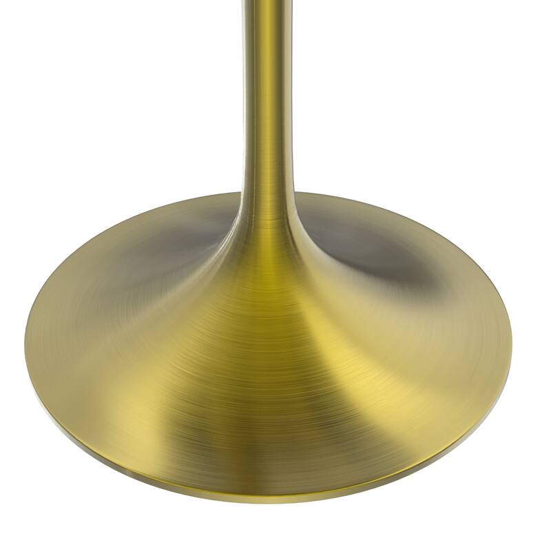 LeisureMod Verve 27" Round Dining Table with MDF Wood TableTop and Brushed Gold Base for Kitchen & Dining Room
